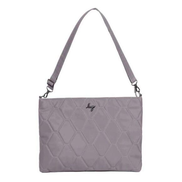 NWOT Lug Galley Satin Luxe VL Portfolio Cross Body Bag in Pearl Gray - Picture 1 of 5